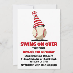 Sports kids baseball birthday invitations