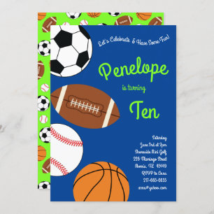 Sports Kids Birthday Party Invitation