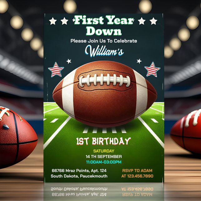 Sports kids boys ticket Football 1st Birthday Invitation (Creator Uploaded)