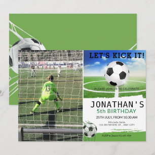 Sports Kids Photo Soccer football Birthday Party Invitation