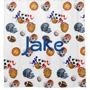 Sports kids shower curtains Jake