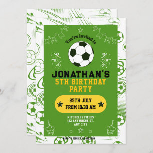 Sports Kids Soccer Birthday Party Invitation