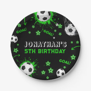 Sports Kids Soccer Birthday Party Paper Plate