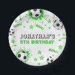 Sports Kids Soccer Birthday Party Paper Plate<br><div class="desc">Ready for a All-star Soccer ball birthday party? This design features hand-painted watercolor items such as a soccer ball & green grass. The design is suitable for boys and girls and is fully customisable for 1st birthday,  2nd birthday,  and older kids. Find matching items in my shop.</div>