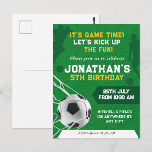 Sports Kids Soccer Birthday Party Postcard