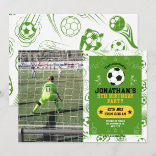 Sports Kids Soccer Photo Birthday Party Invitation