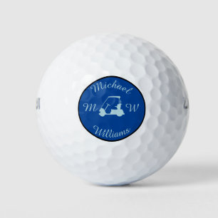 Sports Light Blue Golf Buggy Cart Silhouette Balls