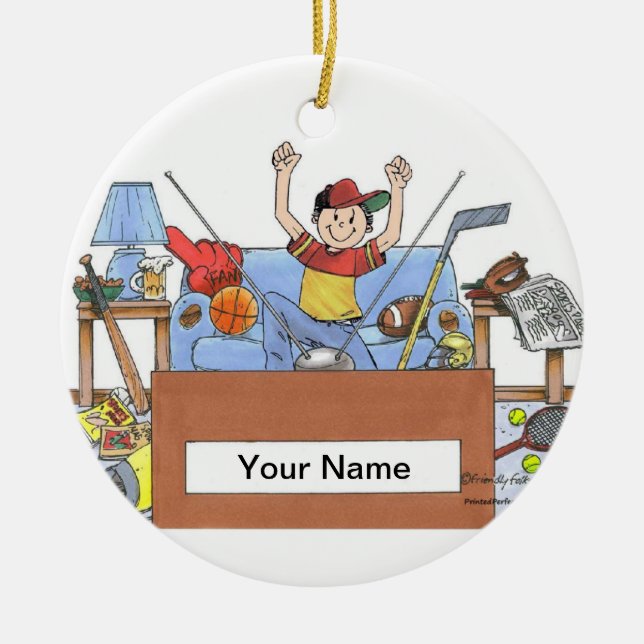 Sports Lover - Male Ceramic Tree Decoration (Front)