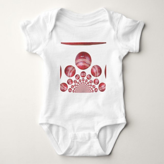 Sports Lover’s Cricket Ball Print Baby Bodysuit (Front)