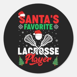 Sports Lover Santa's Favourite Lacrosse Player Chr Classic Round Sticker
