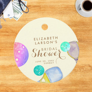 Sports Lover Watercolor  Pickleball Themed Bridal Favour Tags