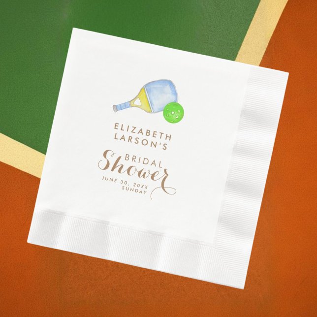 Sports Lover Watercolor  Pickleball Themed Bridal Napkin (Creator Uploaded)