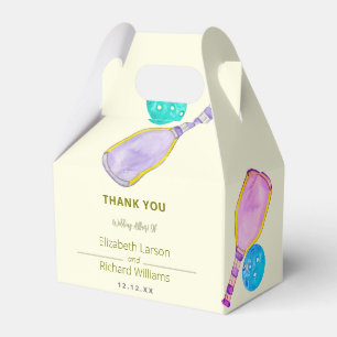 Sports Lover Watercolor Pickleball Themed Wedding Favour Box