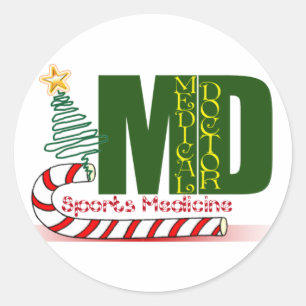 SPORTS MEDICINE CHRISTMAS MD CLASSIC ROUND STICKER