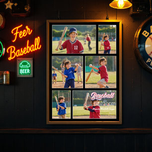 Sports Memory Gift Custom Baseball Photo Collage Poster
