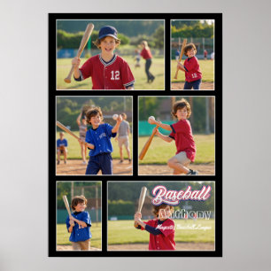 Sports Memory Gift Custom Baseball Photo Collage Poster