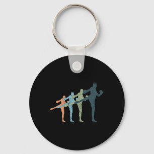 Sports Mom And Dad Silhouette - Vintage Kickboxing Key Ring