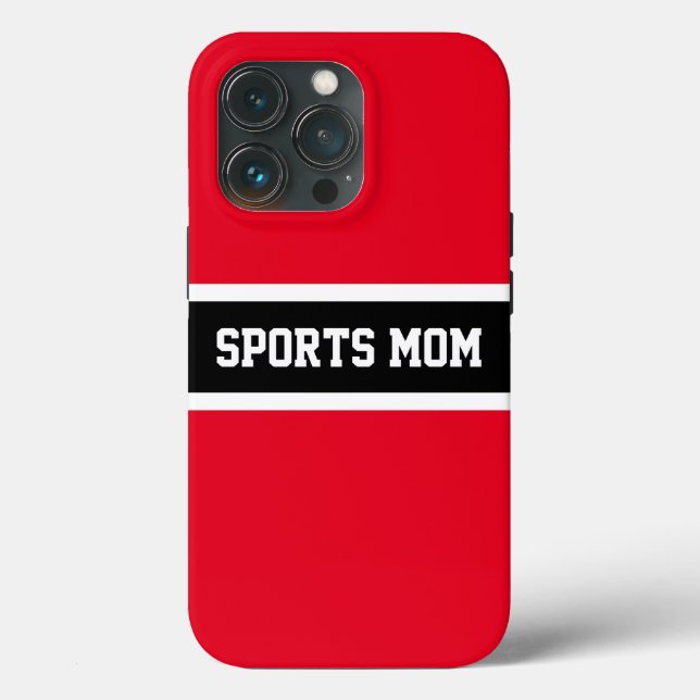SPORTS MOM Fun Bright Red Black White Stripes Case-Mate iPhone Case (Back)