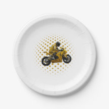 Sports motorcycle cardboard plate