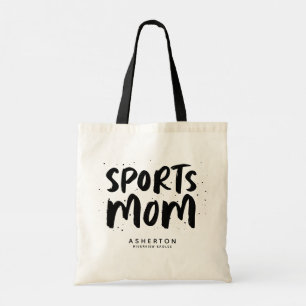 Sports mum trendy black type personalised tote bag