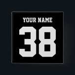 Sports Name and Number custom button<br><div class="desc">Personalised name and number button. Customisable "your name and number" gear. Change the colours of the text,  numbers or background by using the custom design tool. Great personalised button for sports parents,  players or teams.</div>