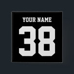 Sports Name and Number custom button<br><div class="desc">Personalised name and number button. Customisable "your name and number" gear. Change the colours of the text,  numbers or background by using the custom design tool. Great personalised button for sports parents,  players or teams.</div>