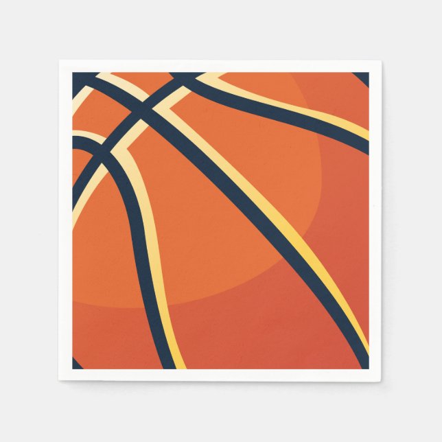 Sports Orange Basketball Birthday Party Napkin (Front)