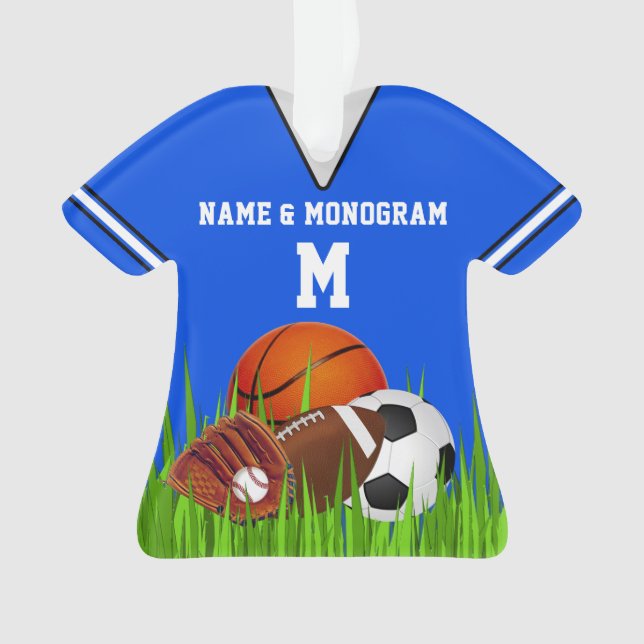 Sports Ornaments Personalised Your Name, Monogram (Front)