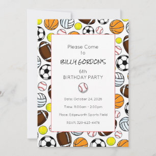 Sports Party Kids Colourful Baseball Fun Invitation