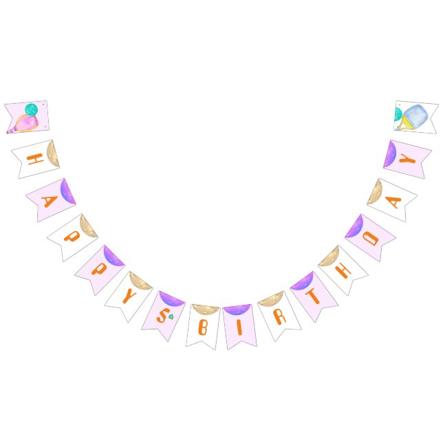 Sports Party Watercolor Pickleball Themed Birthday Bunting (All)