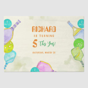 Sports Party Watercolor Pickleball Themed Birthday Tissue Paper