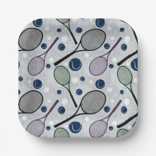 Sports pattern for tennis fans. paper plate