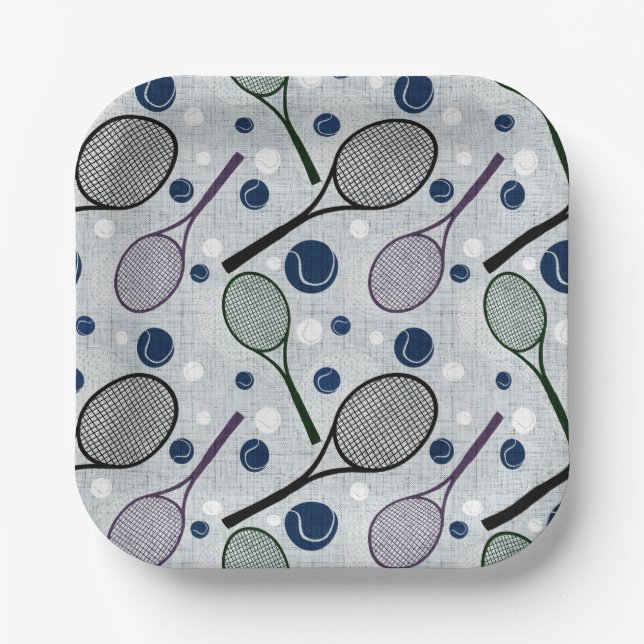 Sports pattern for tennis fans.  paper plate (Front)