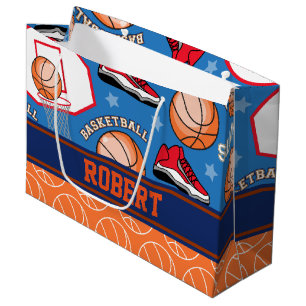SPORTS Personalise Name Basketball Fan Fun Pattern Large Gift Bag