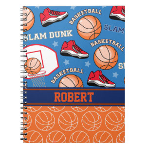 SPORTS Personalized Name Basketball Fan Pattern Notebook