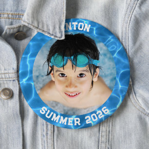 Sports Photo Aqua Blue Swimming Pool Frame 6 Cm Round Badge