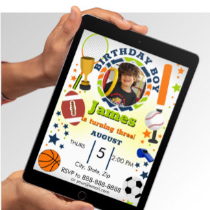 Sports Photo birthday Invitation
