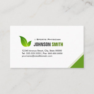 Sports Physician - Elegant Green Leaf Business Card