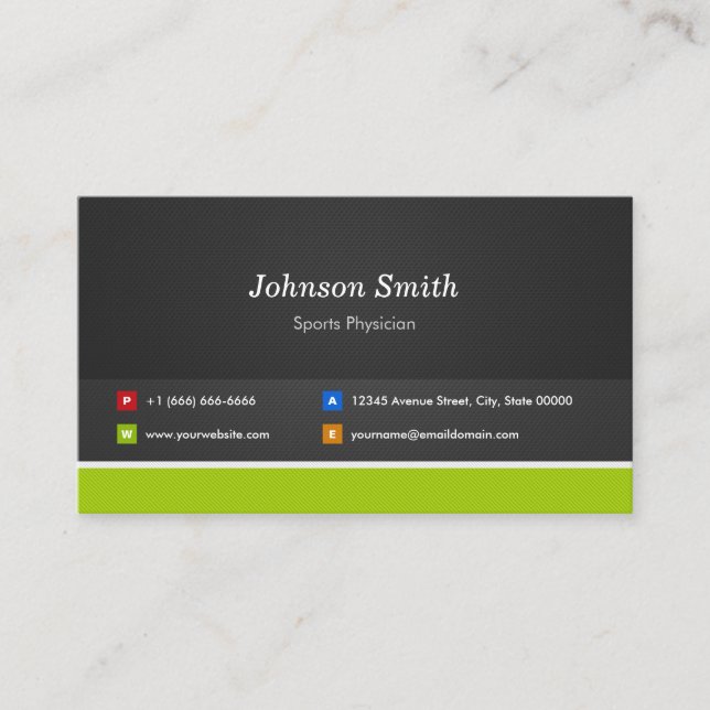 Sports Physician - Professional and Premium Business Card (Front)