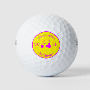 Sports Pink Golf Buggy Cart Silhouette Golf Balls
