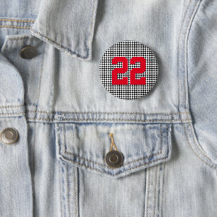 Sports Player NUMBER Team Colours Fan Club Fun 6 Cm Round Badge