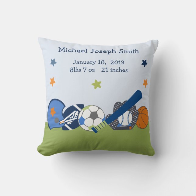 Sports Player  Nursery Keepsake Pillow (Front)