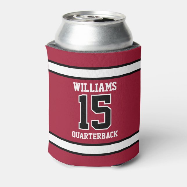Sports Player Red and Black Can Cooler (Can Back)