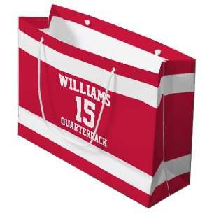 Sports Player Red and White 12.5” l x 4” w x 9” h Large Gift Bag