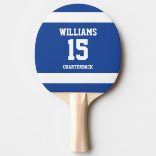 Sports Player Royal Blue and White Ping Pong Paddle