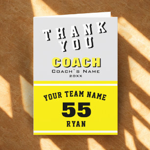 Sports Player Yellow Thank you Coach Card