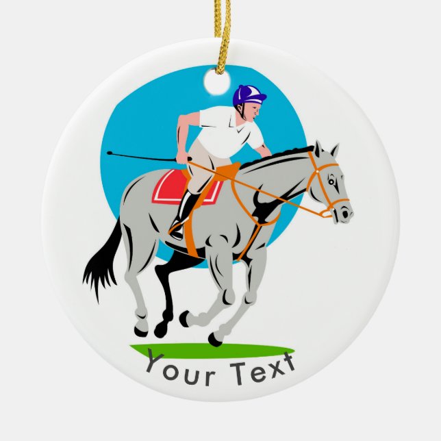 SPORTS Polo Pony & Player Ceramic Tree Decoration (Front)