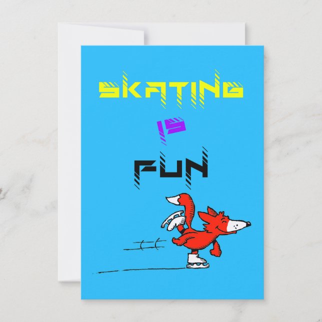 Sports Puppy Figure Fox Buddy Skating Thank You Card (Front)