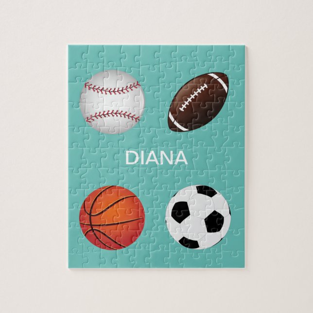 " SPORTS" PUZZLE WITH CHILDS NAME. (Vertical)