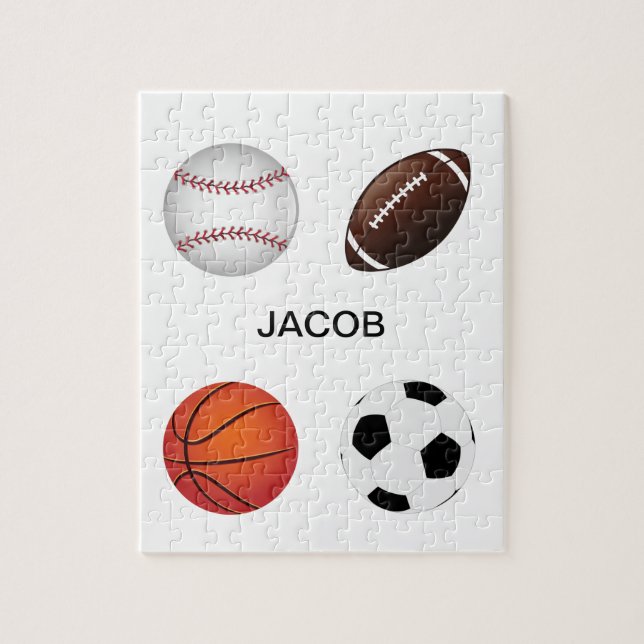 " SPORTS" PUZZLE WITH CHILDS NAME. (Vertical)